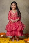 Buy_Vivedkids_Pink Tissue Embroidery Gota Anarkali Pant Set _at_Aza_Fashions