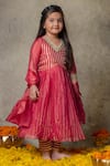 Shop_Vivedkids_Pink Tissue Embroidery Gota Anarkali Pant Set _at_Aza_Fashions