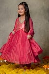 Vivedkids_Pink Tissue Embroidery Gota Anarkali Pant Set _Online_at_Aza_Fashions