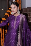 Safaa_Purple Vegan Silk Woven Zinnia Butti Round Neck Armaan Anarkali Pant Set_Online_at_Aza_Fashions