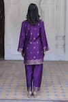 Shop_Safaa_Purple Vegan Silk Woven Jasmine Flora Notched Mahenoor Kurta Pant Set_at_Aza_Fashions