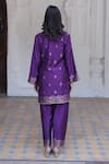 Shop_Safaa_Purple Vegan Silk Woven Jasmine Flora Notched Mahenoor Kurta Pant Set _at_Aza_Fashions