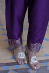 Safaa_Purple Vegan Silk Woven Jasmine Flora Notched Mahenoor Kurta Pant Set_at_Aza_Fashions
