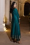 Shop_Safaa_Blue Moonga Silk Woven Florence Notched Ruzbeh Kurta Pant Set_at_Aza_Fashions