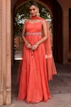 Buy Sonal Pasrija Orange Silk, Net, Lurex Embroidery Gathered Floral Cutwork Anarkali With Dupatta at Aza Fashions Buy_Sonal Pasrija_Orange Silk, Net, Lurex Embroidery Gathered Floral Cutwork Anarkali With Dupatta _at_Aza_Fashions