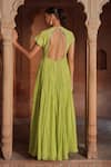 Shop Sonal Pasrija Green Silk, Organza, Lurex Sequins, Beads Round Gathered Anarkali With Dupatta at Aza Fashions Shop_Sonal Pasrija_Green Silk, Organza, Lurex Sequins, Beads Round Gathered Anarkali With Dupatta _at_Aza_Fashions