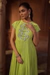 Buy Sonal Pasrija Green Silk, Organza, Lurex Sequins, Beads Round Gathered Anarkali With Dupatta Online at Aza Fashions Buy_Sonal Pasrija_Green Silk, Organza, Lurex Sequins, Beads Round Gathered Anarkali With Dupatta _Online_at_Aza_Fashions