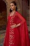 Buy Sonal Pasrija Red Organza, Georgette Embroidery Anarkali With Cape Online at Aza Fashions Buy_Sonal Pasrija_Red Organza, Georgette Embroidery Anarkali With Cape _Online_at_Aza_Fashions