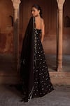 Shop_Sonal Pasrija_Black Silk Embellished Halter Neck Anarkali With Dupatta _at_Aza_Fashions