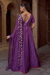 Shop Sonal Pasrija Purple Silk, Organza Beads Boat Neck Embellished Kalidaar Kurta With Dupatta at Aza Fashions Shop_Sonal Pasrija_Purple Silk, Organza Beads Boat Neck Embellished Kalidaar Kurta With Dupatta _at_Aza_Fashions