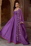 Sonal Pasrija Purple Silk, Organza Beads Boat Neck Embellished Kalidaar Kurta With Dupatta Online at Aza Fashions Sonal Pasrija_Purple Silk, Organza Beads Boat Neck Embellished Kalidaar Kurta With Dupatta _Online_at_Aza_Fashions