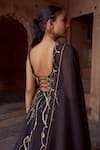 Shop_Sonal Pasrija_Black Silk, Organza Tassels, Embroidery Scoop Neck Dori Lehenga Set _at_Aza_Fashions