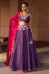 Buy Sonal Pasrija Purple Silk, Organza Beads, Sequins, Embroidery V-neck And Lehenga Set at Aza Fashions Buy_Sonal Pasrija_Purple Silk, Organza Beads, Sequins, Embroidery V-neck And Lehenga Set _at_Aza_Fashions