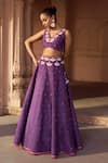 Buy Sonal Pasrija Purple Silk, Organza Beads, Sequins, Embroidery V-neck And Lehenga Set Online at Aza Fashions Buy_Sonal Pasrija_Purple Silk, Organza Beads, Sequins, Embroidery V-neck And Lehenga Set _Online_at_Aza_Fashions
