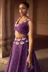 Shop Sonal Pasrija Purple Silk, Organza Beads, Sequins, Embroidery V-neck And Lehenga Set Online at Aza Fashions Shop_Sonal Pasrija_Purple Silk, Organza Beads, Sequins, Embroidery V-neck And Lehenga Set _Online_at_Aza_Fashions