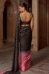 Shop_Sonal Pasrija_Black Silk Embroidered Sweetheart Ombre Pre-draped Saree With Blouse_at_Aza_Fashions