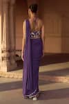 Shop Sonal Pasrija Purple Persian Art Embroidered Blouse With Scallop Border Pre-draped Saree at Aza Fashions Shop_Sonal Pasrija_Purple Persian Art Embroidered Blouse With Scallop Border Pre-draped Saree _at_Aza_Fashions