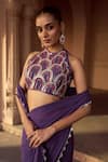 Buy Sonal Pasrija Purple Persian Art Embroidered Blouse With Scallop Border Pre-draped Saree Online at Aza Fashions Buy_Sonal Pasrija_Purple Persian Art Embroidered Blouse With Scallop Border Pre-draped Saree _Online_at_Aza_Fashions