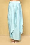 Naintara Bajaj_Blue Skirt And Top Satin Embroidered Sequin Round Longline Jacket Draped Set_Online_at_Aza_Fashions