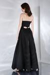 Buy_Ozeqo_Black Neoprene Cut Work Crew Neck Francesca Gown And Wrap Set 