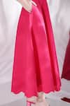 Shop_Ozeqo_Pink Neoprene Plain Asymmetric Glady Scalloped Flared Dress With Bow  _Online_at_Aza_Fashions