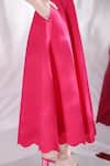 Buy_Ozeqo_Pink Neoprene Cut Work Asymmetric Glady Scalloped Flared Dress _Online_at_Aza_Fashions