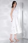 Buy_Ozeqo_Off White Neoprene Hand Embroidered Feather Lyre Dress And Wrap Set  _Online_at_Aza_Fashions