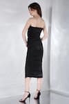 Buy_Ozeqo_Black Lycra Embroidery Feather Straight Alaya Ruched Dress With Wrap  _Online_at_Aza_Fashions