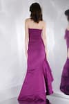 Shop_Ozeqo_Purple Neoprene Plain Straight Bradley Solid Strapless Ruffle Gown  _at_Aza_Fashions