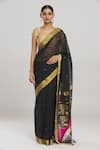 Buy_Mint N Oranges_Black Handwoven Pure Rural Saree With Unstitched Blouse Fabric _at_Aza_Fashions