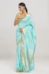 Buy_Mint N Oranges_Blue Pure Banarasi Silk Woven Florin Saree With Running Blouse Piece _Online_at_Aza_Fashions