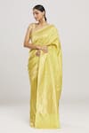 Mint N Oranges_Yellow Tissue Silk Woven Pure Banarasi Saree With Unstitched Blouse Fabric_Online_at_Aza_Fashions