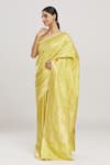 Buy_Mint N Oranges_Yellow Tissue Silk Woven Pure Banarasi Saree With Unstitched Blouse Fabric_Online_at_Aza_Fashions