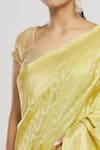 Shop_Mint N Oranges_Yellow Tissue Silk Woven Pure Banarasi Saree With Unstitched Blouse Fabric_Online_at_Aza_Fashions