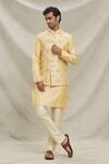 Buy_Arihant Rai Sinha_Beige Chanderi Silk Kurta And Embroidered Diamond Set _at_Aza_Fashions