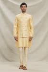 Buy_Arihant Rai Sinha_Beige Chanderi Silk Kurta And Embroidered Diamond Set _Online_at_Aza_Fashions