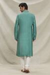 Shop_Arihant Rai Sinha_Green Staple Blend Embroidered Yoke Mirror Work Kurta With Pyjama _at_Aza_Fashions