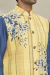 Buy_Arihant Rai Sinha_Blue Staple Blend Printed Bundi Floral Flower Vine Kurta Set 