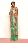 Papa Don't Preach_Green Tulle Vivien Sequin Applique Work Pre-stitched Saree With Blouse _Online_at_Aza_Fashions