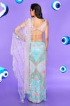 Shop_Papa Don't Preach_Blue Tulle Embellished Acrylic Icy You See Me Pre-stitched Saree With Bralette _at_Aza_Fashions