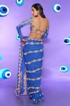 Shop_Papa Don't Preach_Blue Georgette Embellished Acrylic Notched Chrissy Stripe Saree With Blouse _at_Aza_Fashions