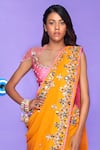 Shop_Papa Don't Preach_Yellow Georgette Embellished Ofcourse Not Border Pre-stitched Saree With Blouse _at_Aza_Fashions