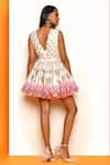 Shop_Papa Don't Preach_Ivory Matka Silk Embellished Glass Bead Plunge V Neck To Beverly Hill Dress _at_Aza_Fashions