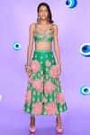 Buy_Papa Don't Preach_Green Raw Silk Embellished And Embroidered 3d Floral Flower Jumpsuit _at_Aza_Fashions