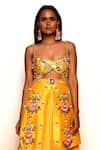 Papa Don't Preach_Yellow Raw Silk Embroidery Glass Beads Buggered Embellished Dhoti Jumpsuit _Online_at_Aza_Fashions