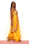 Buy_Papa Don't Preach_Yellow Raw Silk Embroidery Glass Beads Buggered Embellished Dhoti Jumpsuit _Online_at_Aza_Fashions