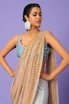 Buy_Papa Don't Preach_Blue Georgette Embellished Shooting Star Pre-pleated Pallu Saree With Blouse _Online_at_Aza_Fashions