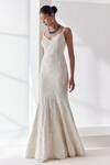 Buy_Mishru_Ivory Organza Embroidery Celine Lily Meadow Embellished Mermaid Gown  _at_Aza_Fashions