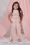 Buy_LITTLEENS_Pink Vortex Embellished Pearls Mia Ruffle Jumpsuit With Sequin Cape  _at_Aza_Fashions