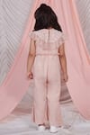 Shop_LITTLEENS_Pink Vortex Embellished Pearls Mia Ruffle Jumpsuit With Sequin Cape  _at_Aza_Fashions